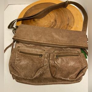 Unbranded Fold over Flap Leather Shoulder Bag